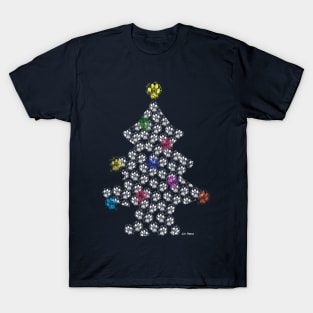 Christmas Tree made of Dog Paw Prints T-Shirt